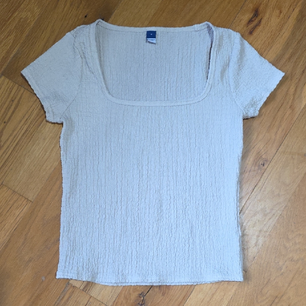 Old Navy Smocked Square Neck Bone Top Size Medium